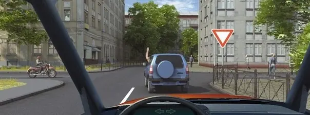 Иллюстрация к вопросу: Поднятая вверх рука водителя легкового автомобиля является сигналом, информирующим Вас о…