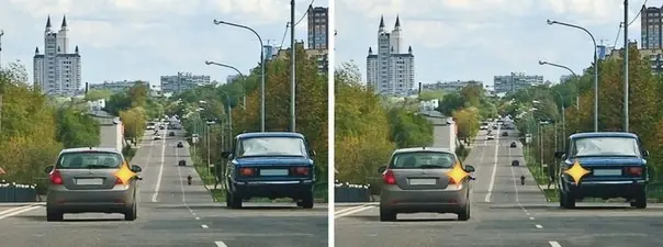 Иллюстрация к вопросу: Двигаясь по левой полосе, водитель намерен перестроиться на правую. На каком из рисунков…